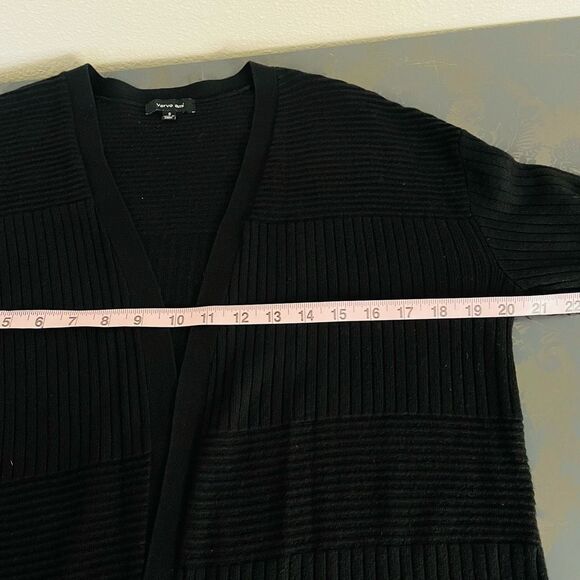 Verve Ami Long Black Open Front Cardigan size Small - Picture 7 of 11